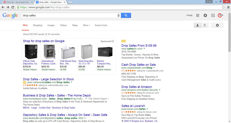 Google Search As Seen For "Drop Safe"