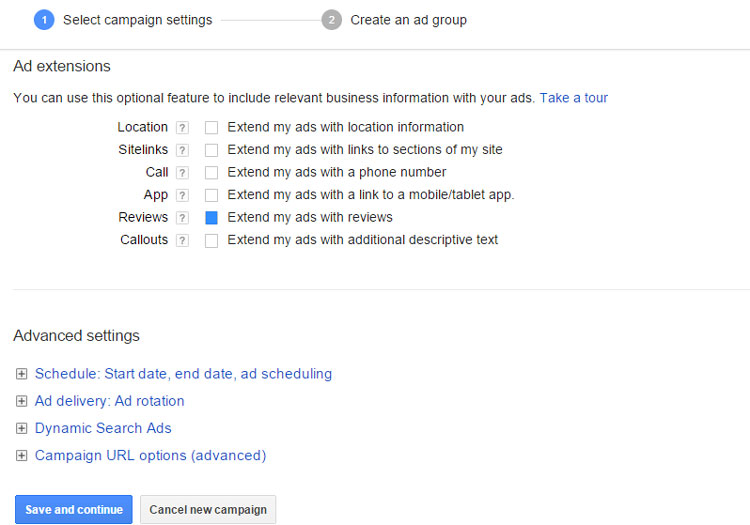 Google AdWords - Advanced Settings