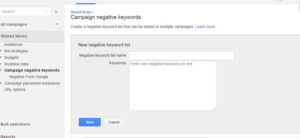 Google AdWords - Naming A Negative Keyword List