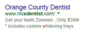 Bad Ad Example for Google Search Dentist