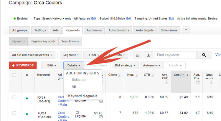 Accessing Keyword Details In Google AdWords
