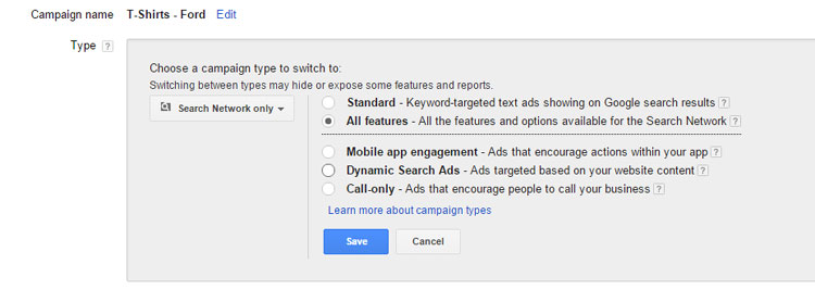 Google AdWords All Features Settings