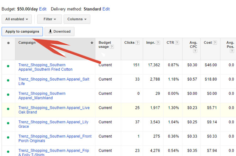 Apply Shared Budget To an AdWords Campaign